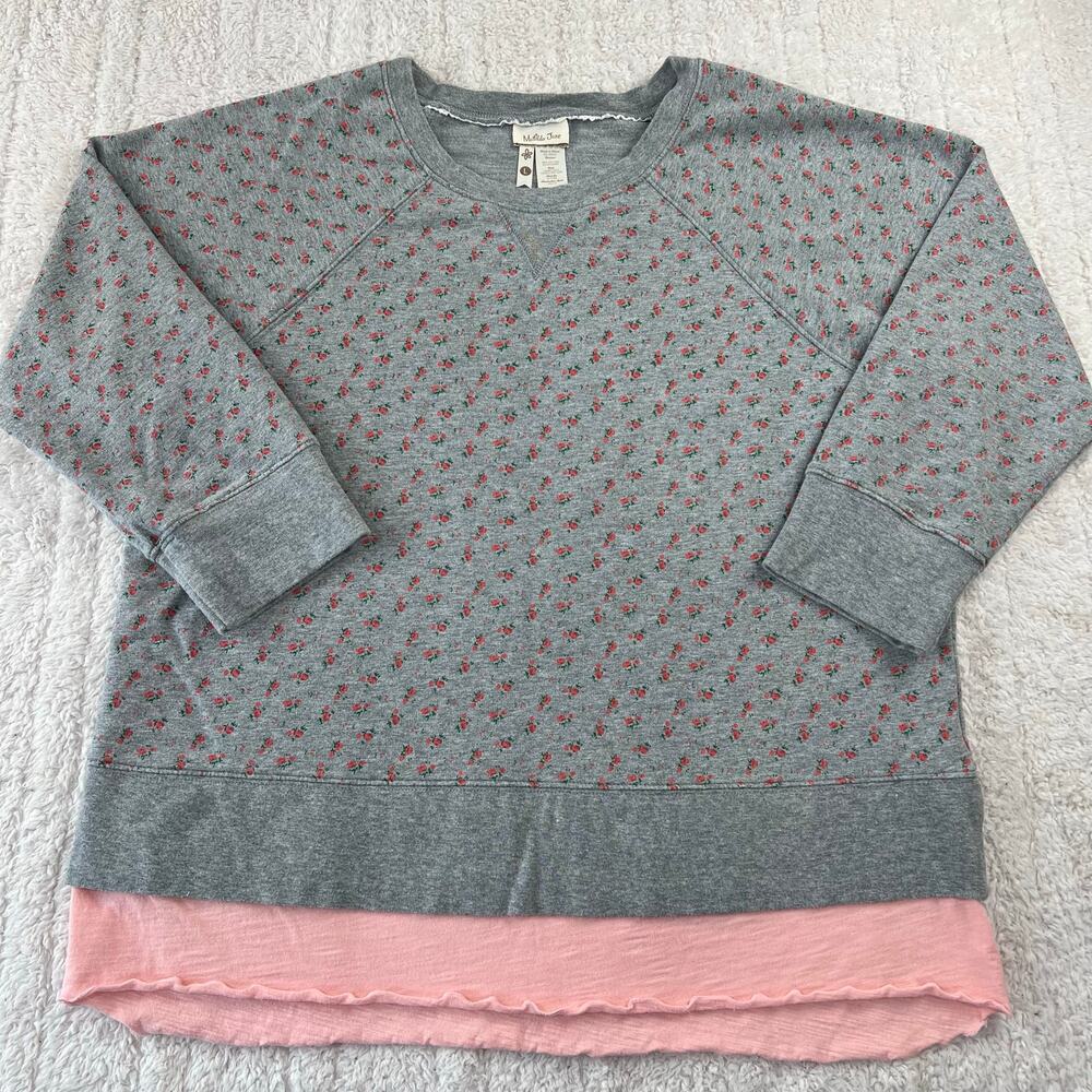 Matilda Jane 3/4 Sleeve Gray & Pink Sweatshirt Women's size Large